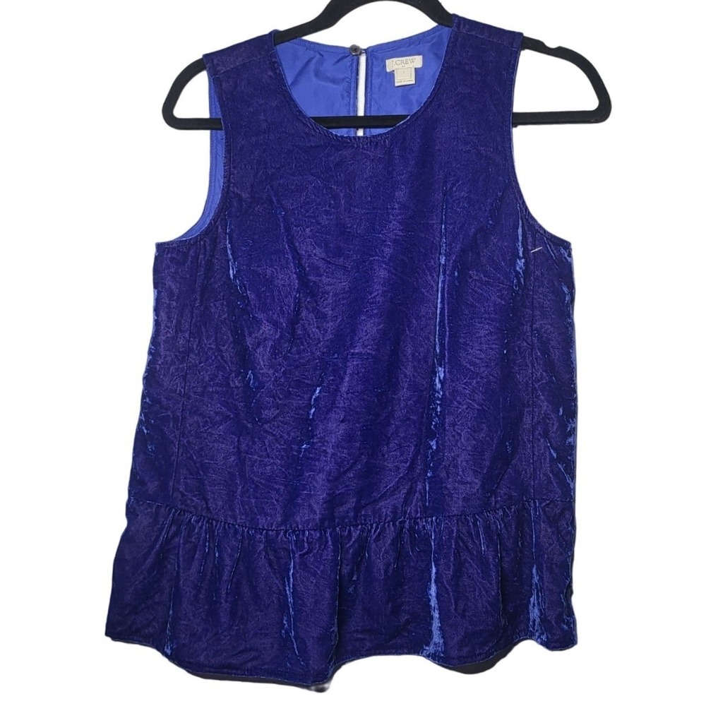 J Crew Womens Blue Velvet Tank Top 2 Preppy‎ Date Career Bright Business NWOT
